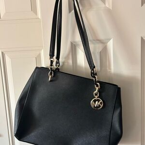 Michael Kors Black Shoulder Bag with Gold Accents